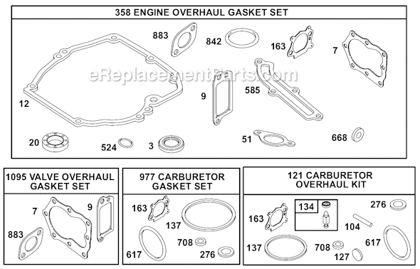 Page J Diagram and Parts List for 12C700SERIES  Briggs and Stratton Engine
